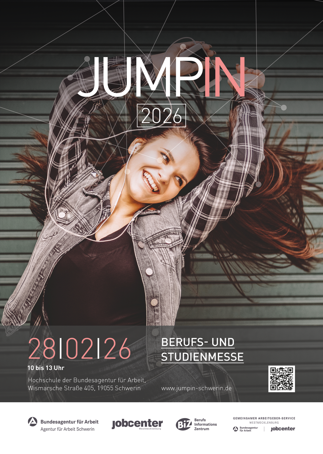Grafik Plakat JumpIn 2026 in Schwerin am 28. Februar 2026