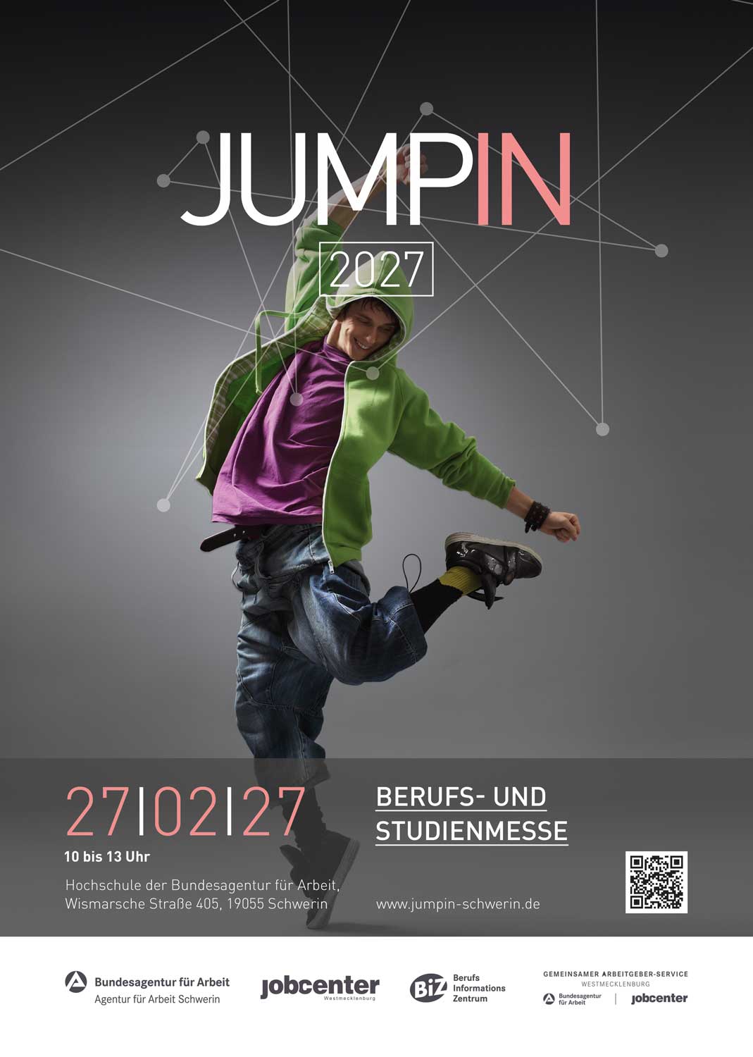 Grafik Plakat JumpIn 2026 in Schwerin am 28. Februar 2026